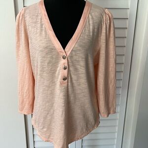 White House Black Market Light Pink V-Neck Blouse
